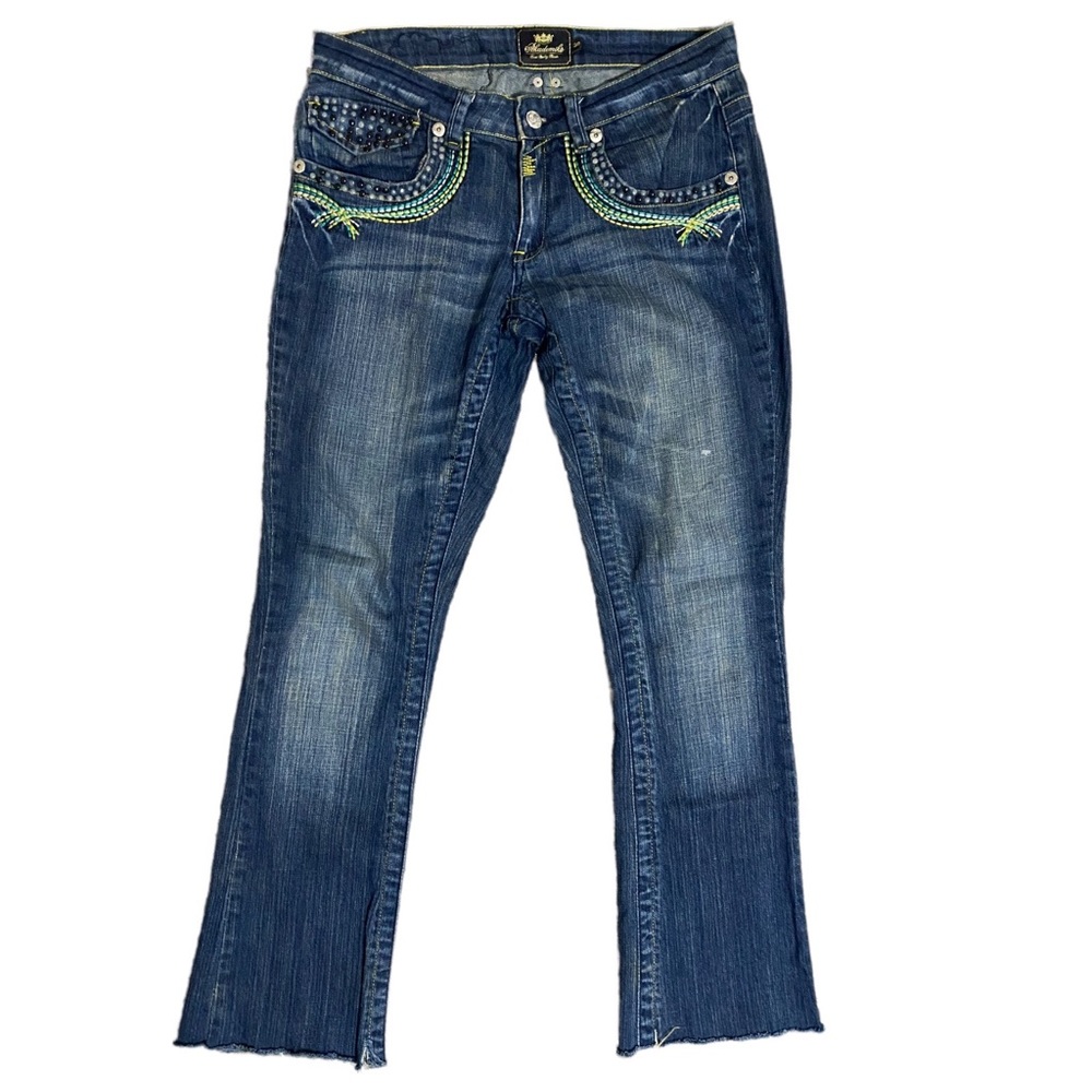 VTG Akdmks Akademiks Womens Jeans Size 30 Dark Wash Embrodered Hip Hop Boot Cut